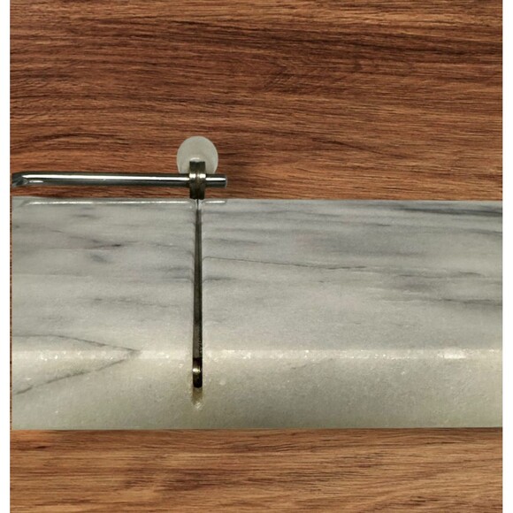 Vintage White Marble Cheese Board With Wire Slicer 5”x 8” Charcuterie - Picture 9 of 11